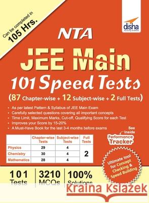 NTA JEE Main 101 Speed Tests (87 Chapter-wise + 12 Subject-wise + 2 Full) Disha Experts 9789388240987 Disha Publication - książka