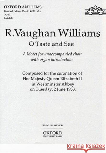 O taste and see  9780193535121 Oxford University Press - książka