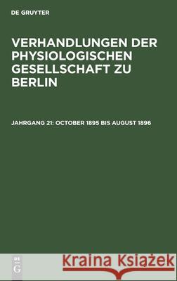 October 1895 Bis August 1896 No Contributor 9783112437674 de Gruyter - książka