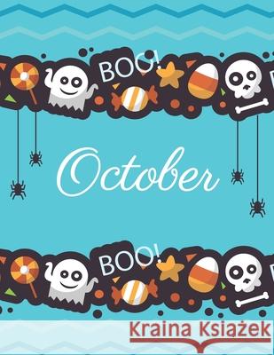 October: Boo boo Halloween blue cover and dotted pages, Extra large (8.5 x 11) inches, 110 pages, White paper J. Jamue 9781689727570 Independently Published - książka
