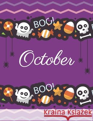 October: Boo boo Halloween purple cover and dotted pages, Extra large (8.5 x 11) inches, 110 pages, White paper J. Jamue 9781689728478 Independently Published - książka
