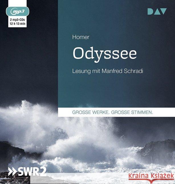 Odyssee, 2 MP3-CDs : Lesung mit Manfred Schradi (2 mp3-CDs), Lesung. MP3 Format Homer 9783742406941 Der Audio Verlag, DAV - książka