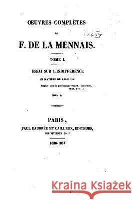 Oeuvres complètes de F. de la Mennais - Tome I Lamennais, F. De 9781530384785 Createspace Independent Publishing Platform - książka