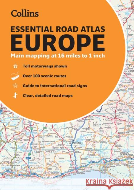 Collins Essential Road Atlas Europe: Clear and Detailed Map of Europe in Handy A4 Paperback