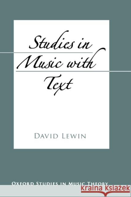 Studies in Music with Text