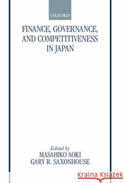 Finance, Governance, and Competitiveness in Japan