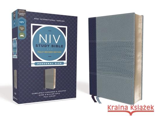 NIV Study Bible, Fully Revised Edition, Personal Size, Leathersoft, Navy/Blue, Red Letter, Comfort Print