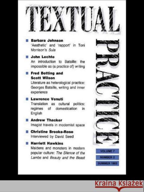 Textual Practice: Volume 7, Issue 2