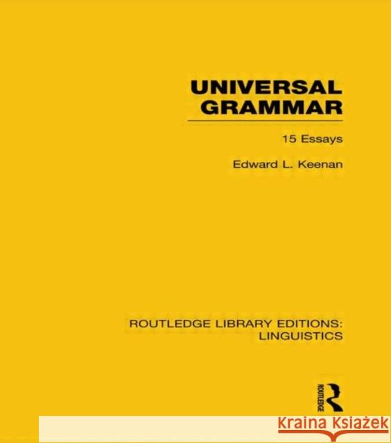 Universal Grammar (Rle Linguistics A: General Linguistics)