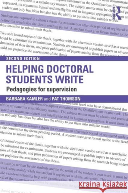 Helping Doctoral Students Write: Pedagogies for supervision