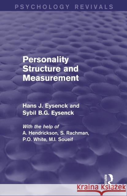 Personality Structure and Measurement (Psychology Revivals)