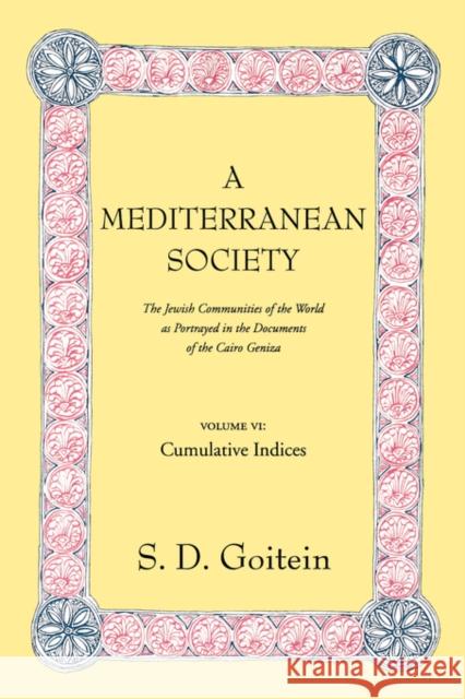 A Mediterranean Society, Volume VI: The Jewish Communities of the Arab World as Portrayed in the Documents of the Cairo Geniza, Cumulative Indicesvolu