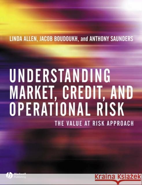 Understanding Market, Credit, and Operational Risk: The Value at Risk Approach