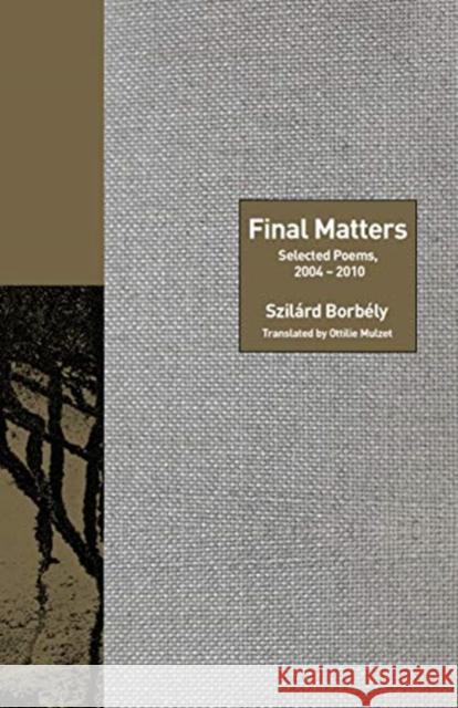 Final Matters: Selected Poems, 2004-2010