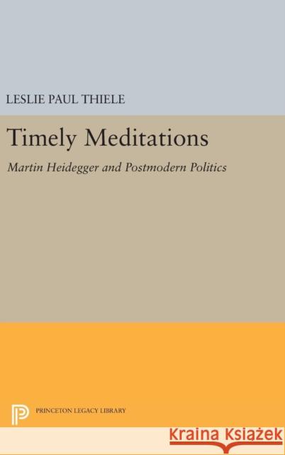 Timely Meditations: Martin Heidegger and Postmodern Politics