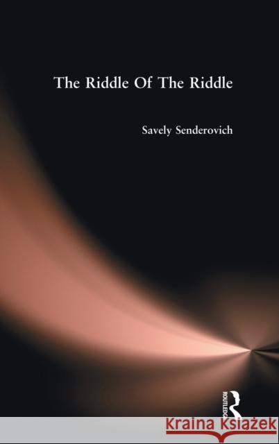 Riddle of the Riddle: A Study of the Folk Riddle's Figurative Nature