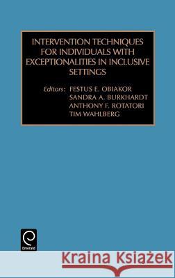 Intervention Techniques for Individuals with Exceptionalities in Inclusive Settings