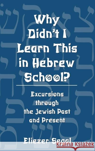 Why Didn't I Learn This in Hebrew School?: Excursions Through the Jewish Past and Present