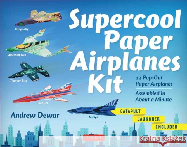 Supercool Paper Airplanes Kit: 12 Pop-Out Paper Airplanes Assembled in About a Minute: Kit Includes Instruction Book, Pre-Printed Planes & Catapult Launcher