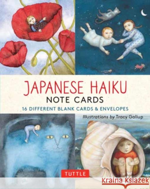 Japanese Haiku,16 Note Cards: 16 Different Blank Cards with 17 Star Patterned Envelopes in a Keepsake Box!