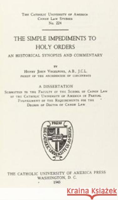 The Simple Impediments to Holy Orders