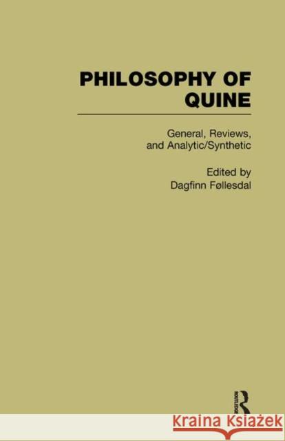 General, Reviews, and Analytic/Synthetic: Philosophy of Quine