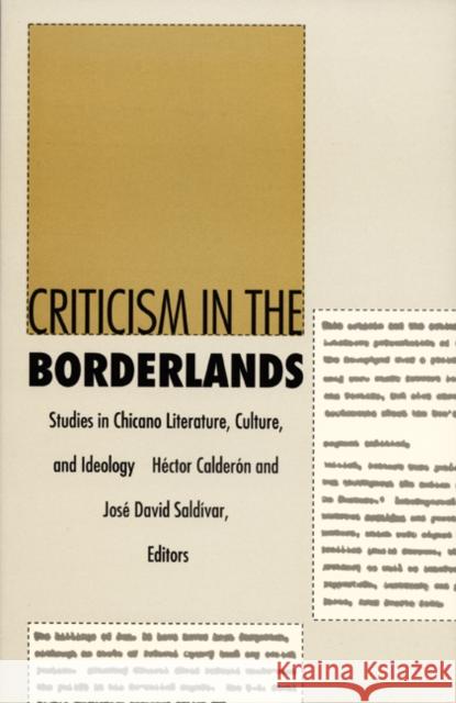Criticism in the Borderlands: Studies in Chicano Literature, Culture, and Ideology
