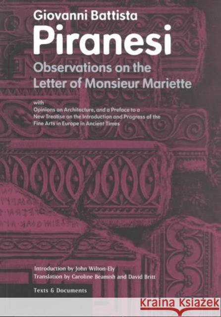 Observations on the Letter of Monsieur Mariette
