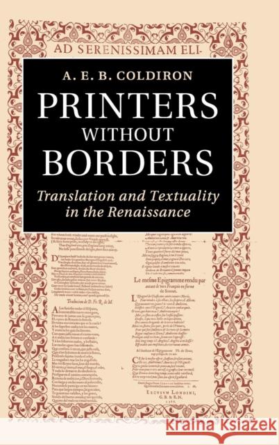 Printers Without Borders: Translation and Textuality in the Renaissance