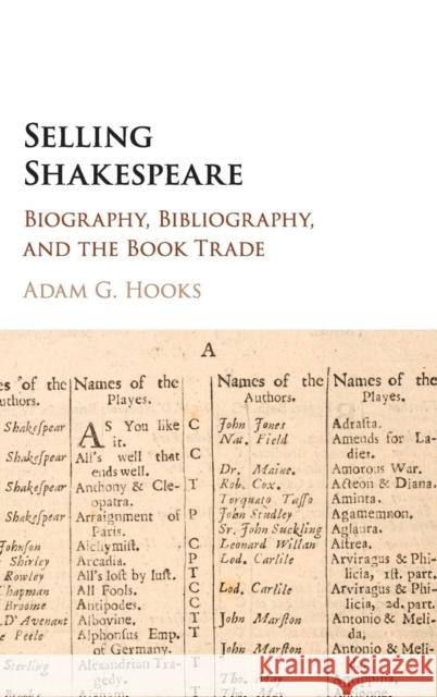 Selling Shakespeare: Biography, Bibliography, and the Book Trade