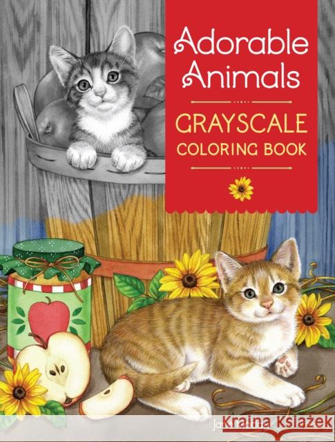 Adorable Animals Grayscale Coloring Book