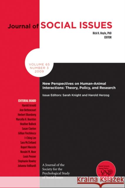 New Perspectives on Human-Animal Interactions: Theory, Policy, and Research