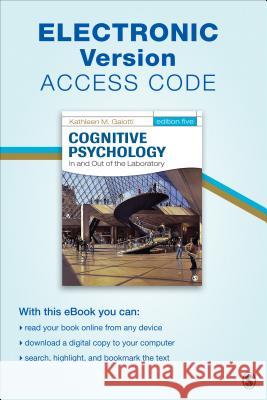 Cognitive Psychology In and Out of the Laboratory Electronic Version