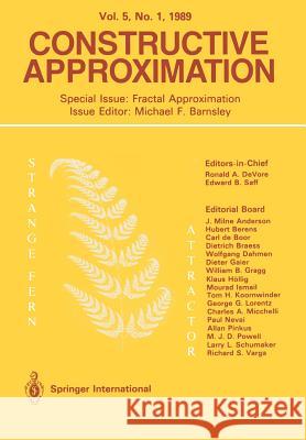 Constructive Approximation: Special Issue: Fractal Approximation