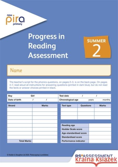 New PiRA Test 2, Summer PK10 (Progress in Reading Assessment)