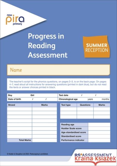 New PiRA Test R, Summer PK10 (Progress in Reading Assessment)