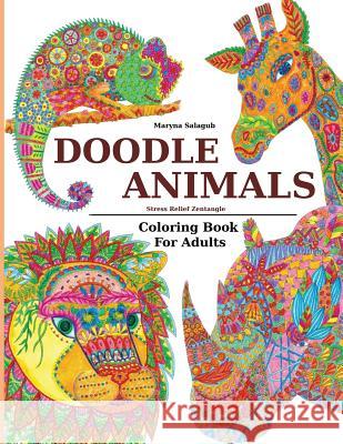 Doodle Animals Stress Relief Zentangle Coloring Book For Adults