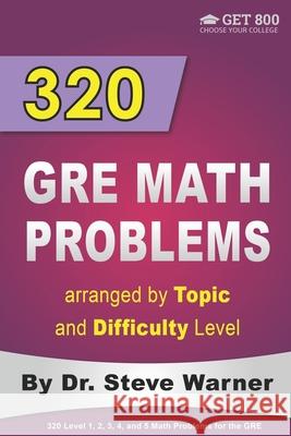 320 GRE Math Problems arranged by Topic and Difficulty Level: 160 GRE Questions with Solutions, 160 Additional Questions with Answers