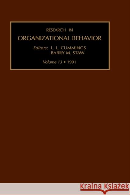 Research in Organizational Behaviour: Vol 13