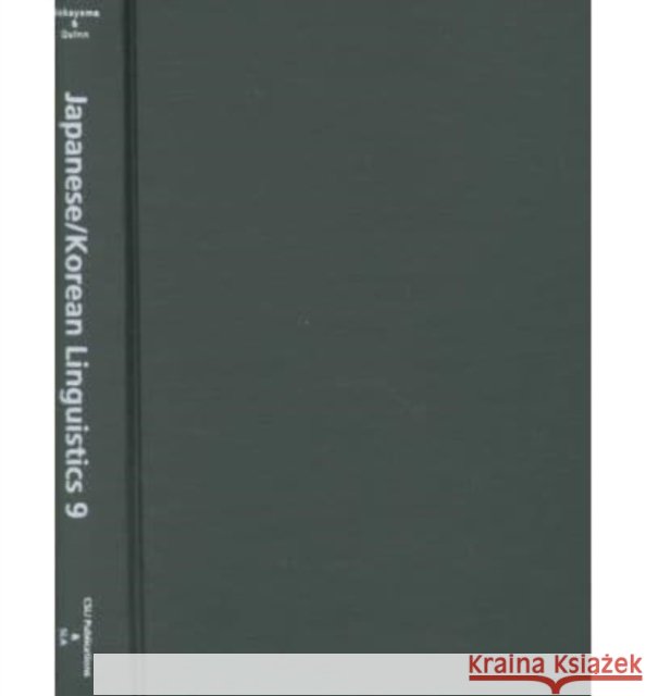 Japanese/Korean Linguistics, Volume 9, Volume 9