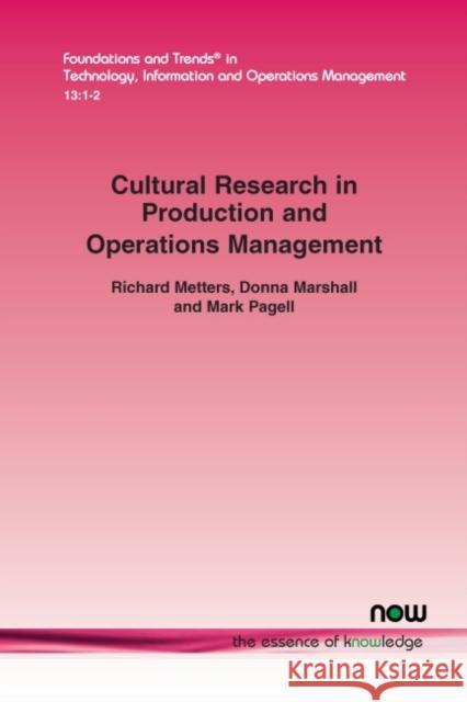 Cultural Research in the Production and Operations Management Field