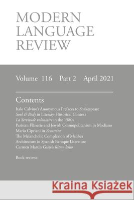 Modern Language Review (116: 2) April 2021