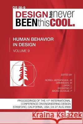 Proceedings of ICED'09, Volume 9, Human Behaviour in Design