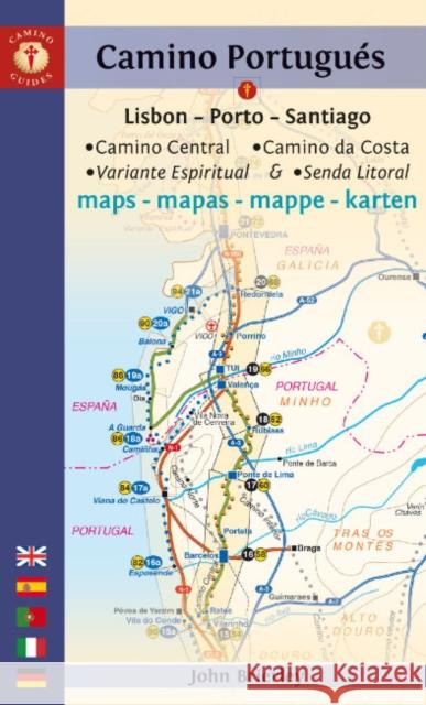 Camino Portugues Maps: Lisbon - Porto - Santiago / Camino Central, Camino de la Costa, Variente Espiritual & Senda Litoral