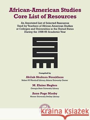 African-American Studies Core List of Resources