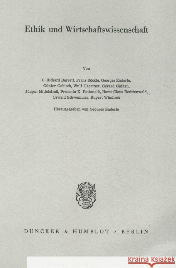 Ethik Und Wirtschaftswissenschaft