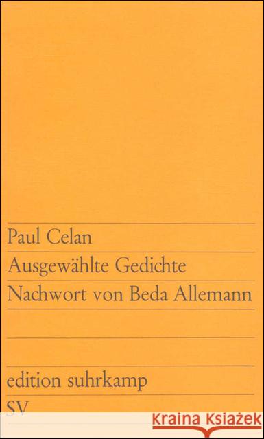 Ausgewahlte Gedichte Nachwort Von Beda Allemann