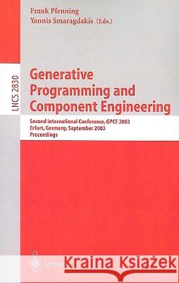 Generative Programming and Component Engineering: Second International Conference, GPCE 2003, Erfurt, Germany, September 22-25, 2003, Proceedings