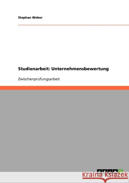 Studienarbeit: Unternehmensbewertung