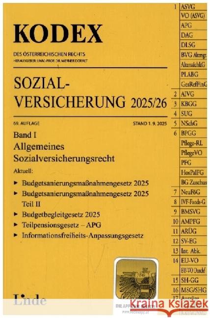 KODEX Sozialversicherung 2025/26, Band I